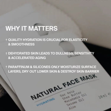 Die Nahaufnahme der DEEP HYDRATION FEUCHTIGKEITSMASKE von DALUMA hebt die hochwertige Feuchtigkeitszufuhr und den Verzicht auf Paraffin und Silikone hervor. Natürliche Zutaten wie Shea Butter machen sie zur idealen Feuchtigkeitsmaske für eine gesündere Haut.